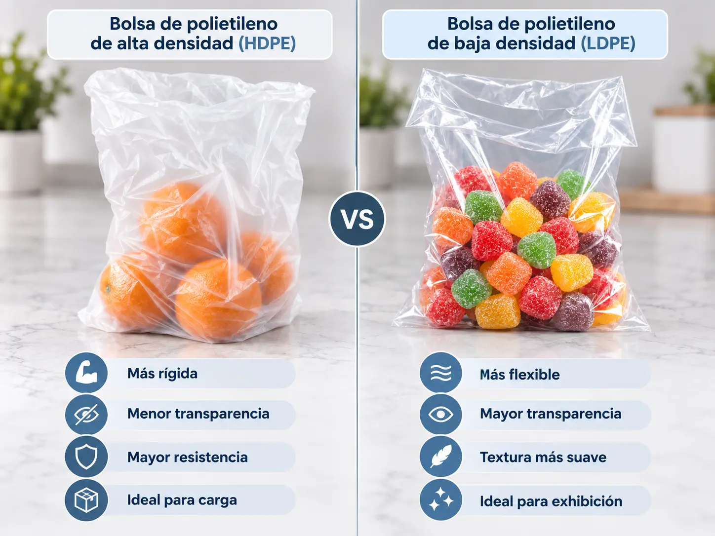 Comparativa bolsas de polietileno alta y baja densidad